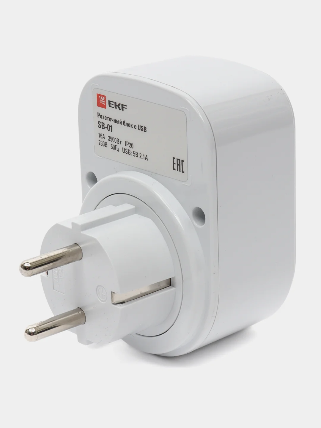 Розеточный блок SB-01 (розетка 2P+E 16А, 2 USB разъема 5V 2,1A) EKF PROxima
