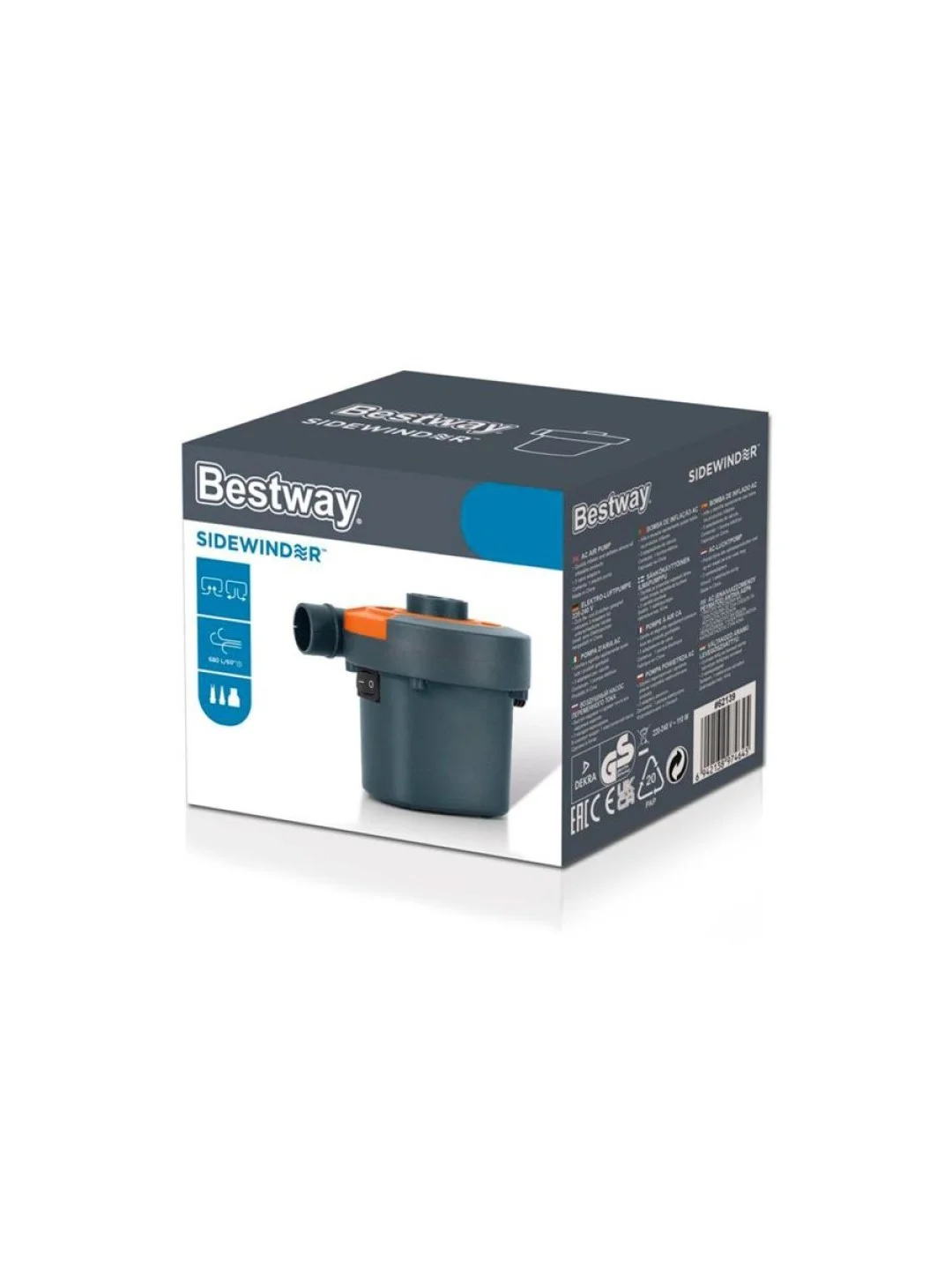 Оранжевый насос электрический для надувного матраса, лодок Bestway 62139, 62257