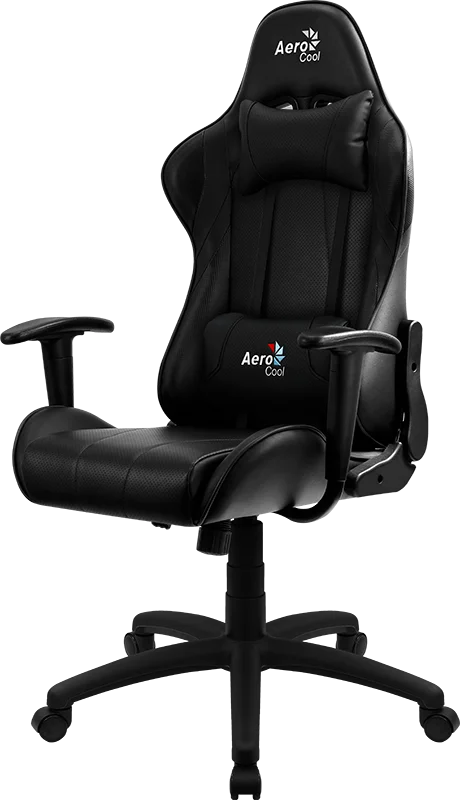 Игровое кресло Aerocool AC100 AIR All black (150кг, перф ПУ, 2 подушки, икс. подлокотники)
