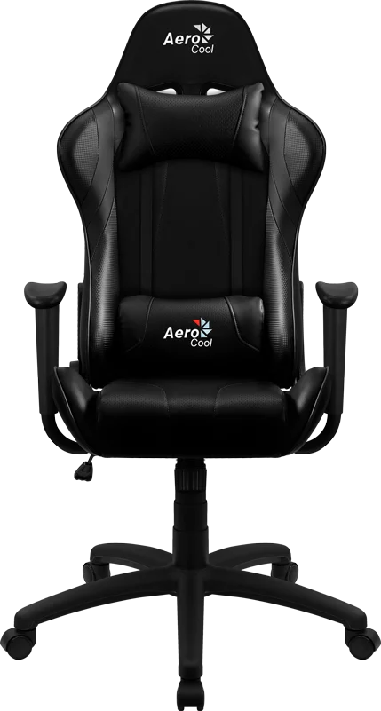 Игровое кресло Aerocool AC100 AIR All black (150кг, перф ПУ, 2 подушки, икс. подлокотники)