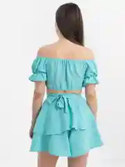 Мятный комплект летний  юбка шорты  и топ хлопок