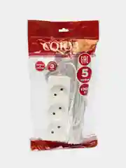 Удлинитель Cоюз, 3 гнезда, 5 м, 6А, 1300 Вт, ШВВП 2*0,75, без заземления