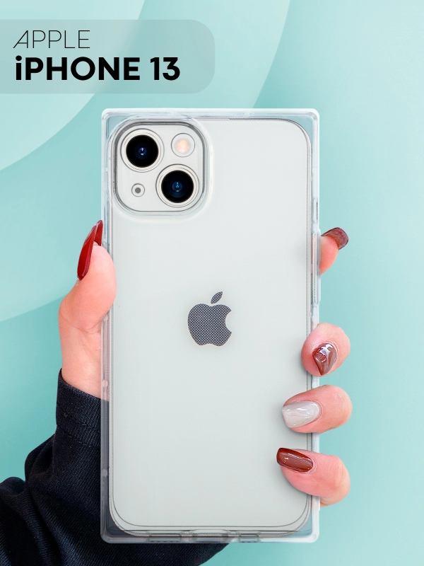 Чехол для Apple iPhone 13 силиконовый КАРТОФАН прозрачный прямоугольный с защитой камер