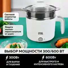 Электрическая кастрюля 5 в 1 GFGRIL GFP-20: миниварка/пароварка/суповарка/стерилизатор