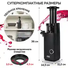 Соковыжималка шнековая 2 в 1 GFGRIL GF-J10 с насадкой для приготовления сорбета