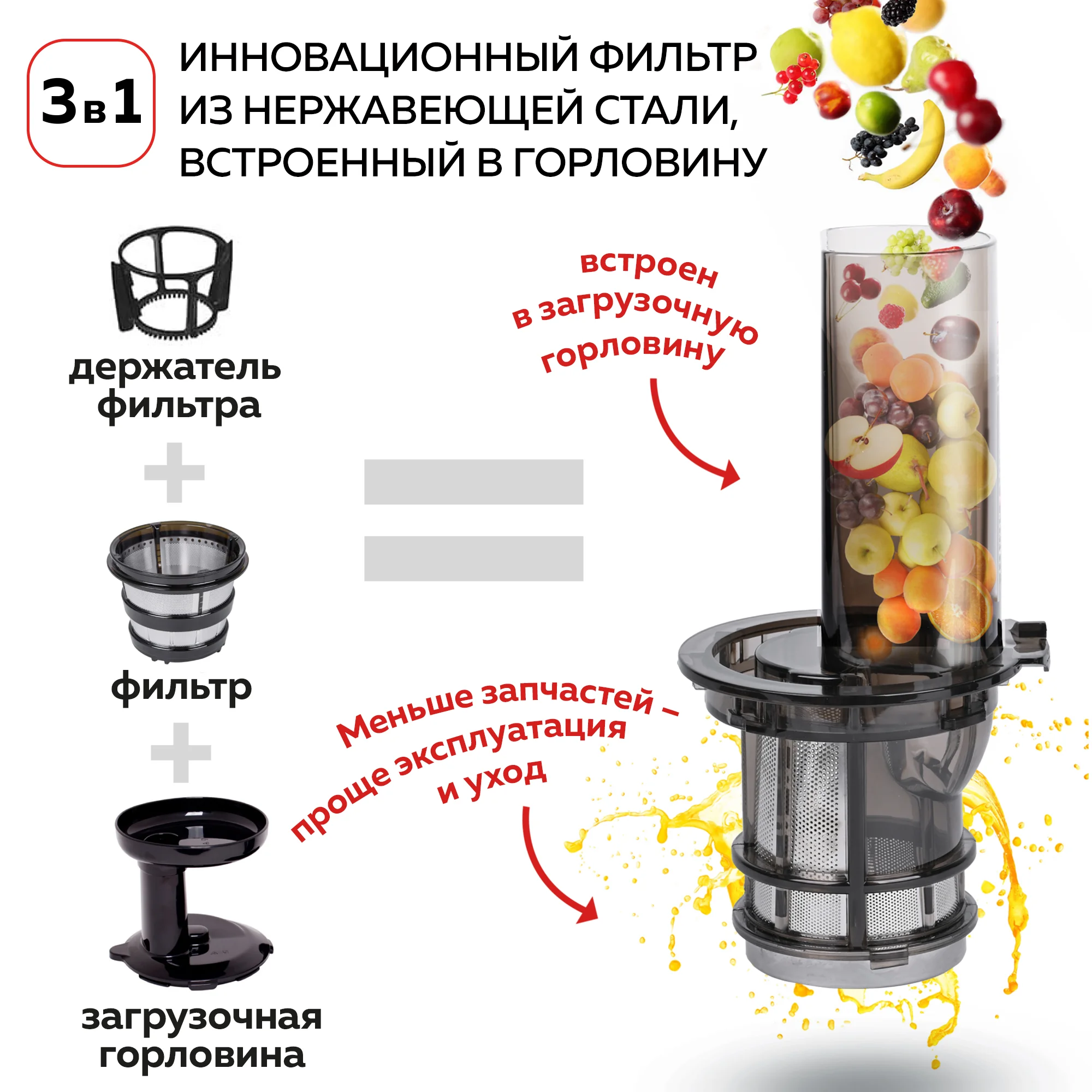 Соковыжималка шнековая 2 в 1 GFGRIL GF-J10 с насадкой для приготовления сорбета