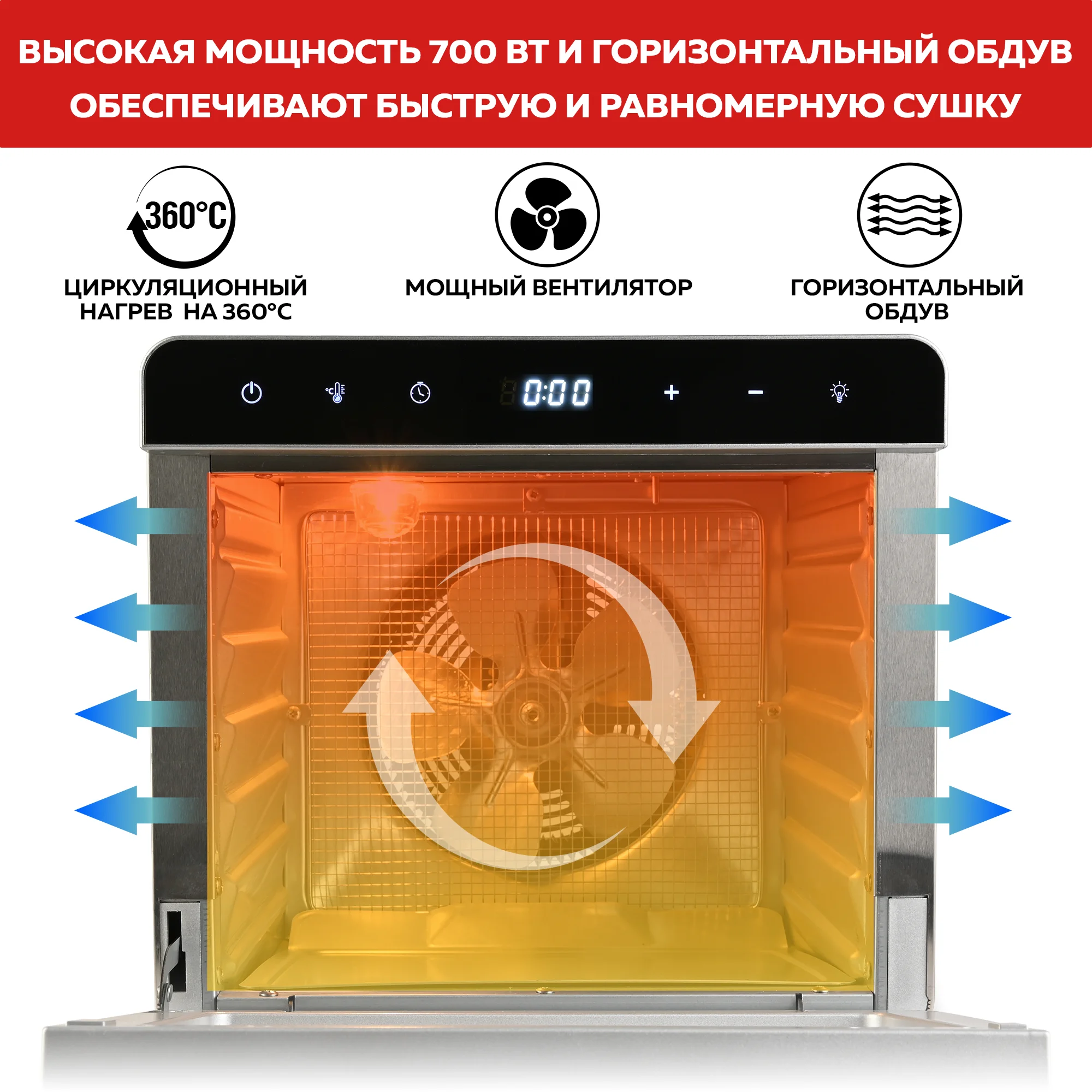 Электрическая сушилка для овощей и фруктов GFGRIL GFD-010, дегидратор
