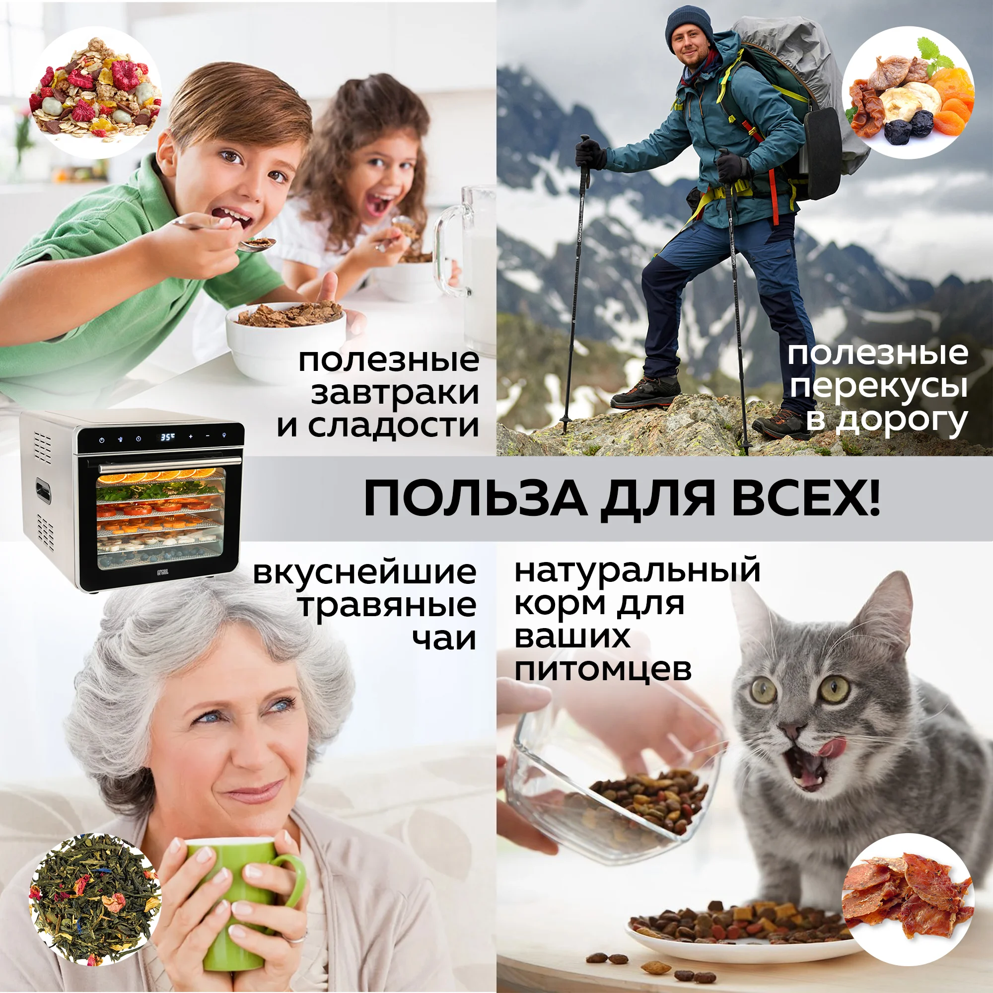 Электрическая сушилка для овощей и фруктов GFGRIL GFD-010, дегидратор