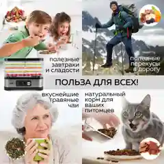 Электрическая сушилка для овощей и фруктов GFD-001, 5 уровней, поддон для пастилы
