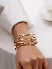 Серебряный женский открытый многослойный браслет на руку