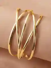 Серебряный женский открытый многослойный браслет на руку