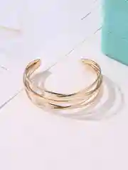 Серебряный женский открытый многослойный браслет на руку