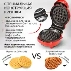 Мультипекарь мини вафельница электрическая GFGRIL GFW-031, панели: вафли, пончики, гриль