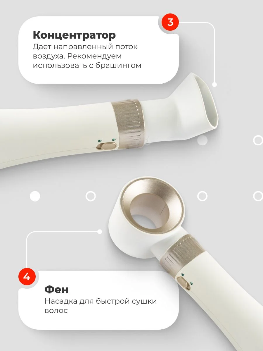 Фен-щетка для сушки и укладки волос Zofft But 6 в 1, 6 насадок, керамическое покрытие