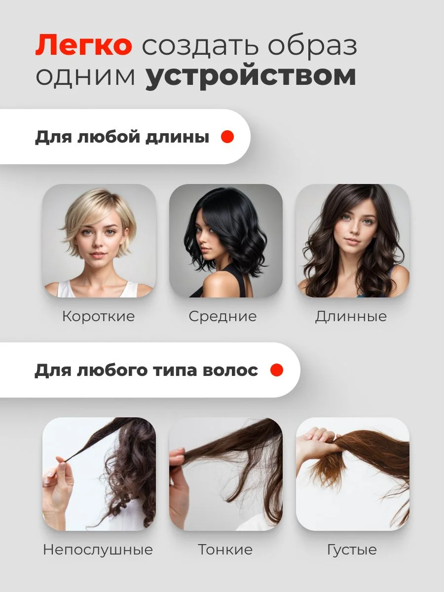 Фен-щетка для сушки и укладки волос Zofft But 6 в 1, 6 насадок, керамическое покрытие