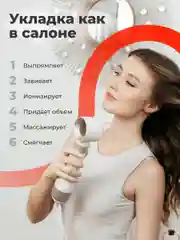 Фен-щетка для сушки и укладки волос Zofft But 6 в 1, 6 насадок, керамическое покрытие