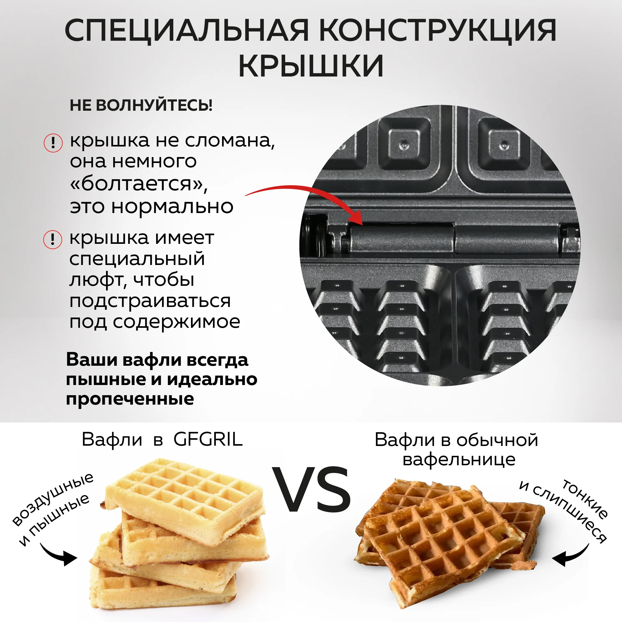 Электрическая вафельница для венских и бельгийских вафель GFGRIL GFW-012