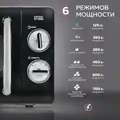 Микроволновая печь соло GFGRIL GF-MWO203-black, 20 л, 700 Вт, цвет черный