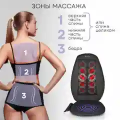 Массажная накидка Шиацу MN-500B. 18 режимов, 3 уровня интенсивности, подогрев, автоадаптер