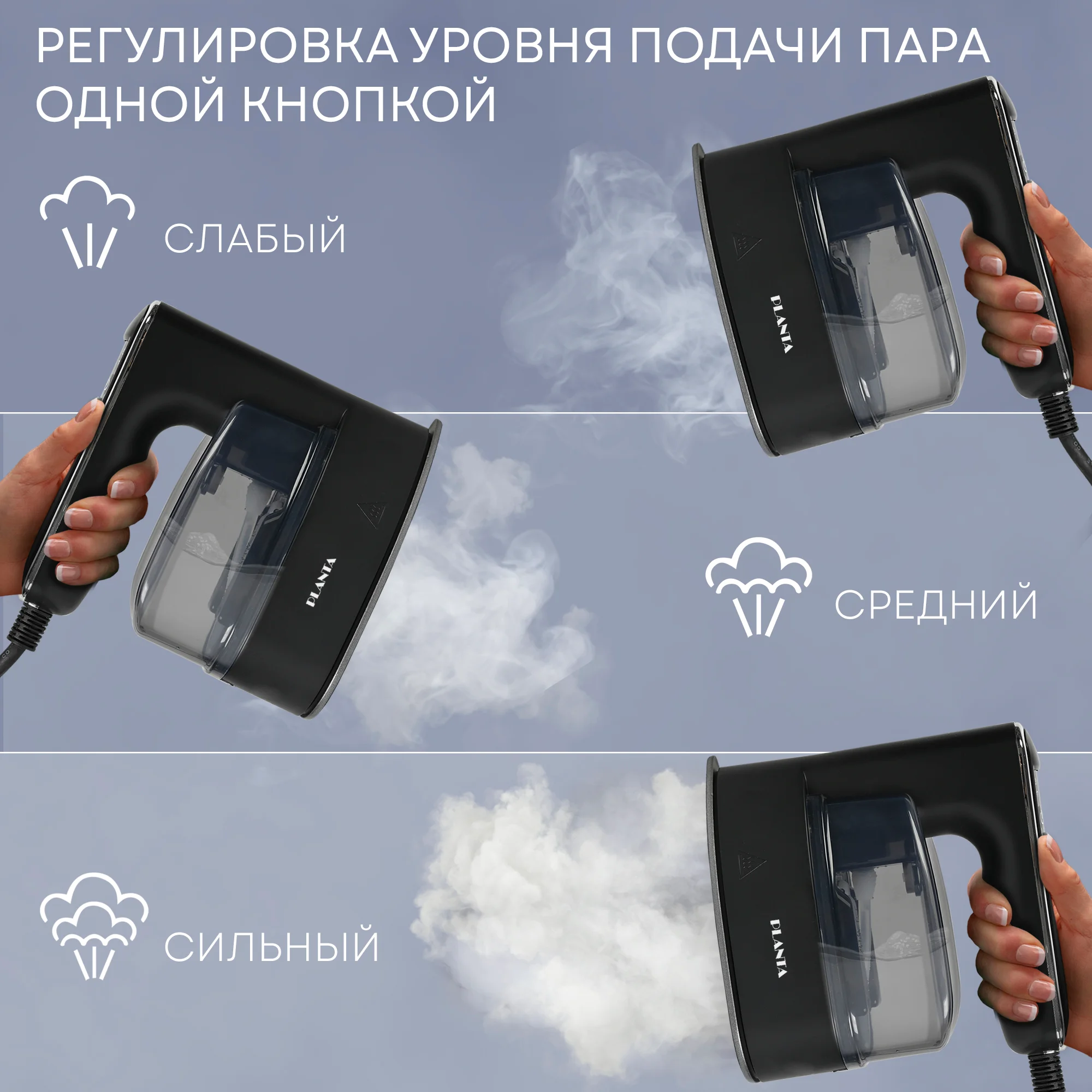 Отпариватель ручной утюг PLANTA PLS-H03, сухая глажка и отпаривание