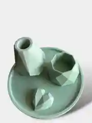 Лесной зеленый набор гипсовых изделий/Большой поднос/Подсвечник/Мини ваза/Сердце/Декор для дома из гипса