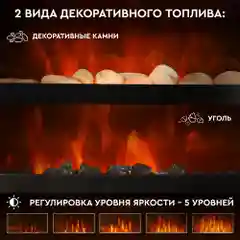 Электрокамин Planta PFP-FS600, отдельностоящий / встраиваемый, цвет-черный