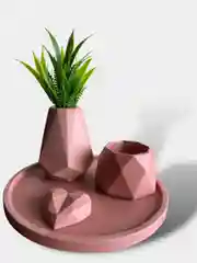 Коралловый меланж набор гипсовых изделий/Большой поднос/Подсвечник/Мини ваза/Сердце/Декор для дома из гипса