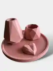 Коралловый меланж набор гипсовых изделий/Большой поднос/Подсвечник/Мини ваза/Сердце/Декор для дома из гипса