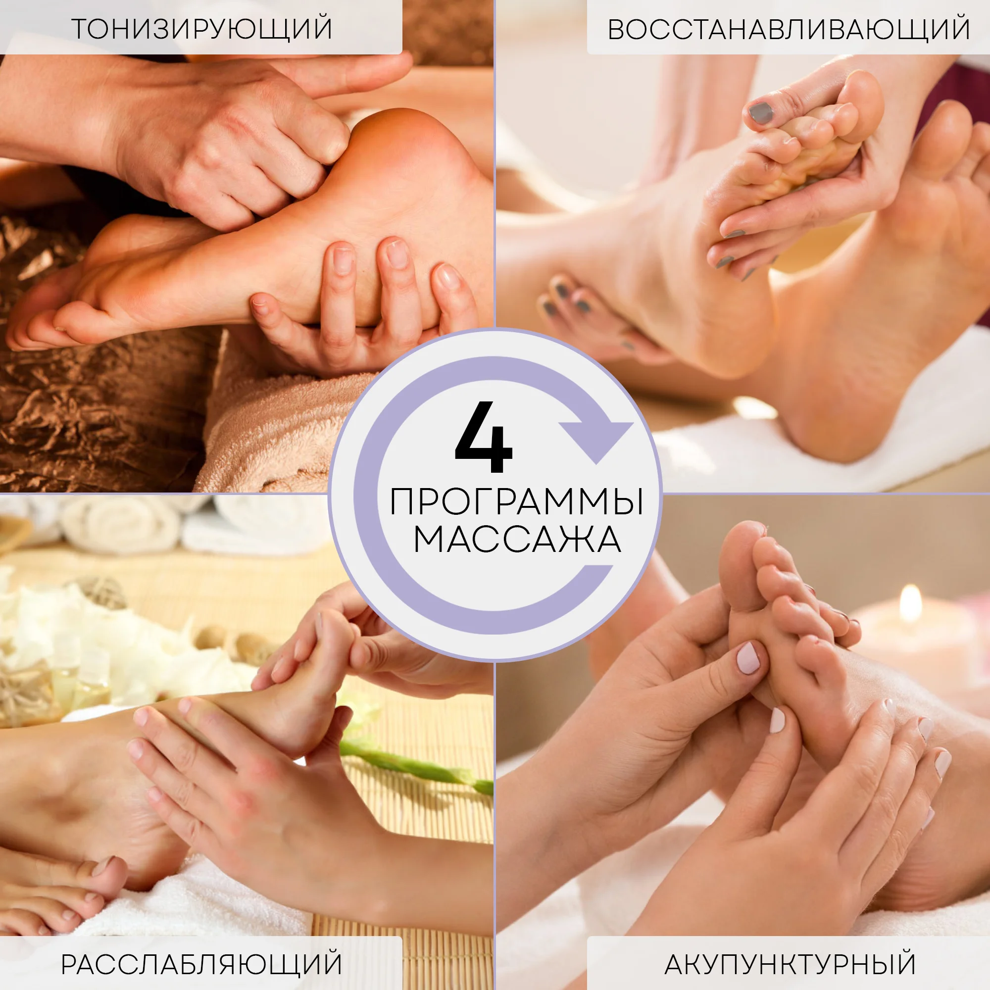 Массажер для ног MF-4W Massage Bliss, 4 программы, 3 скорости, подогрев