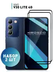 Прозрачный 1-2 шт стекло для Vivo V30 Lite 4G защитное ROSCO прозрачное олеофобное с чёрной рамкой