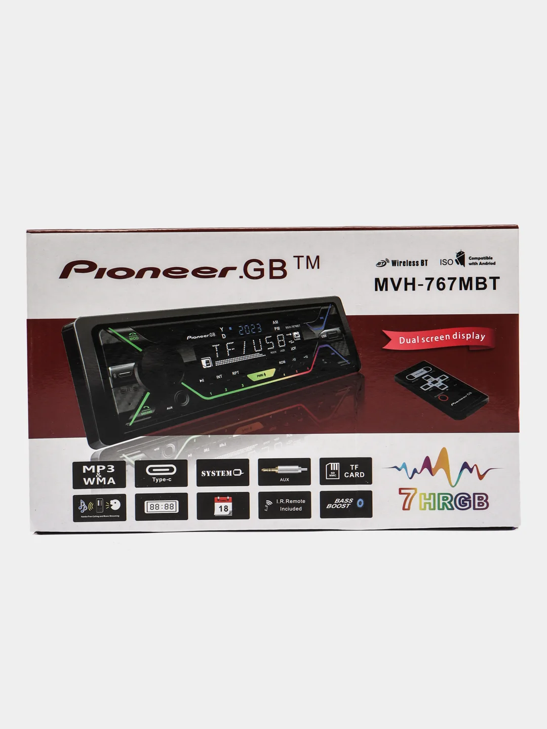 Магнитола автомобильная / автомагнитола 1 DIN Bluetooth, AUX, USB, Type-c, пульт