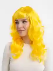 Желтый парик карнавальный длинный кудрявый
