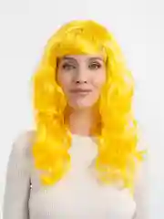 Желтый парик карнавальный длинный кудрявый