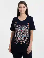 Синий меланж костюм женский Пижама (футболка+бриджи)