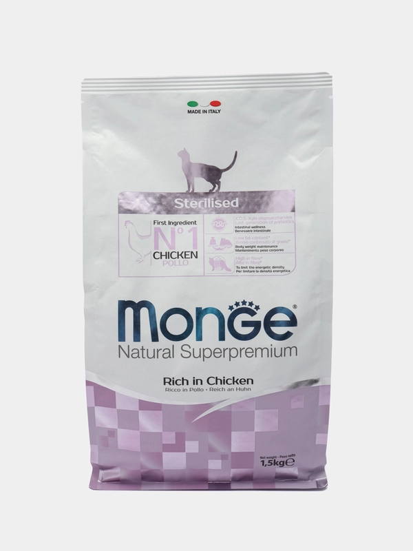 Сухой корм для кошек МОНЖ (Monge) Sterilised для стерилизованных, с курицей 1.5кг