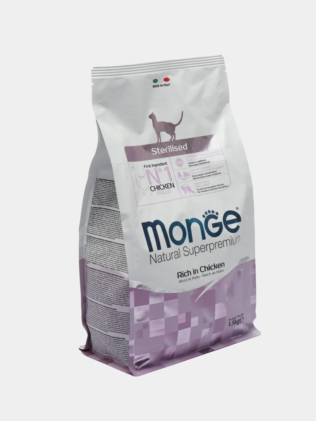 Сухой корм для кошек МОНЖ (Monge) Sterilised для стерилизованных, с курицей 1.5кг