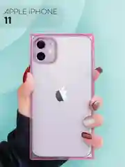 Голубой чехол для Apple iPhone 11 силиконовый КАРТОФАН прозрачный прямоугольный с защитой камер