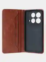 Коричневый чехол-книжка для Infinix Note 40 (4G) из высококачественной искусственной кожи