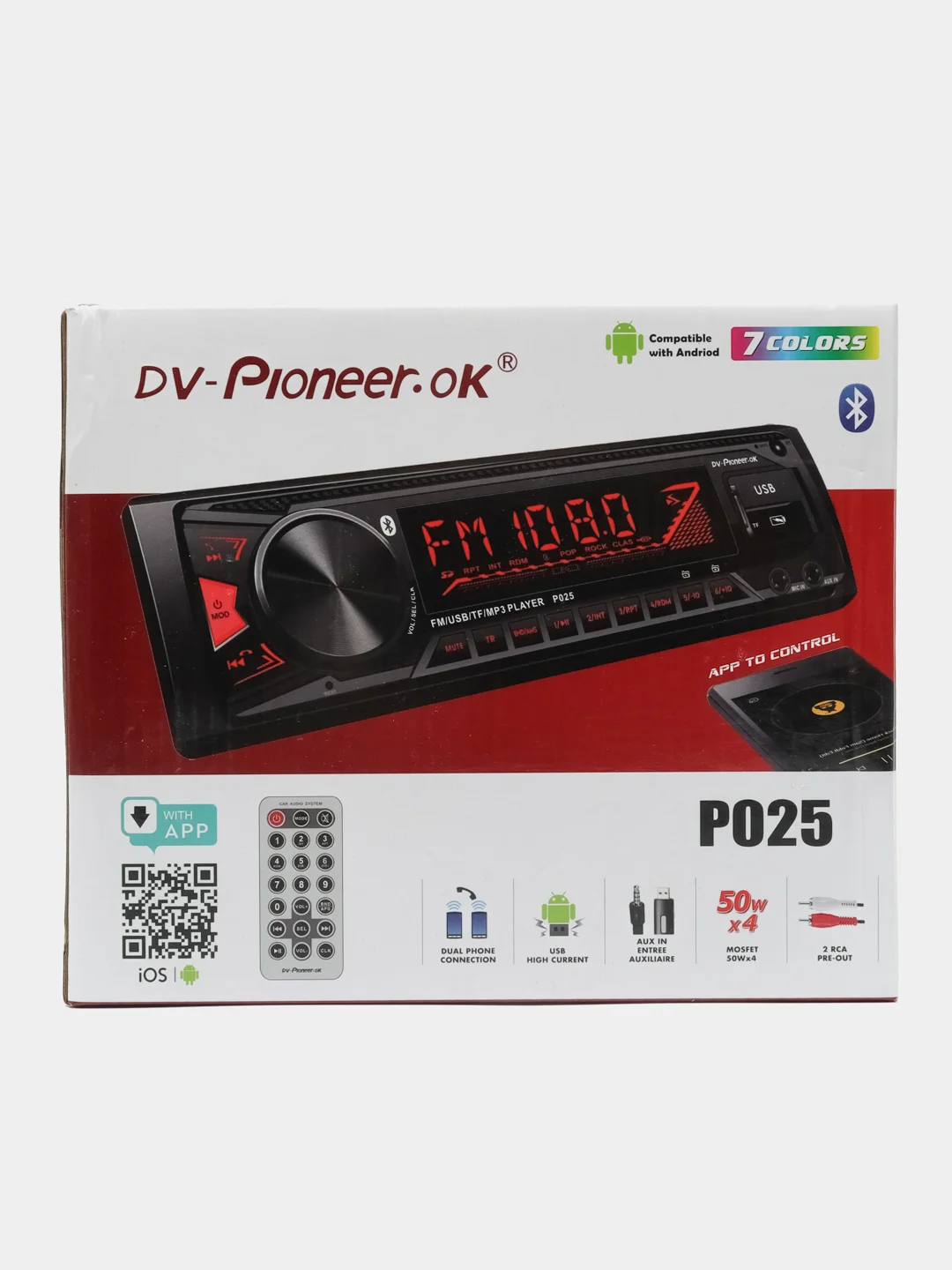 Магнитола автомобильная / автомагнитола 1 DIN Bluetooth, AUX, USB, пульт