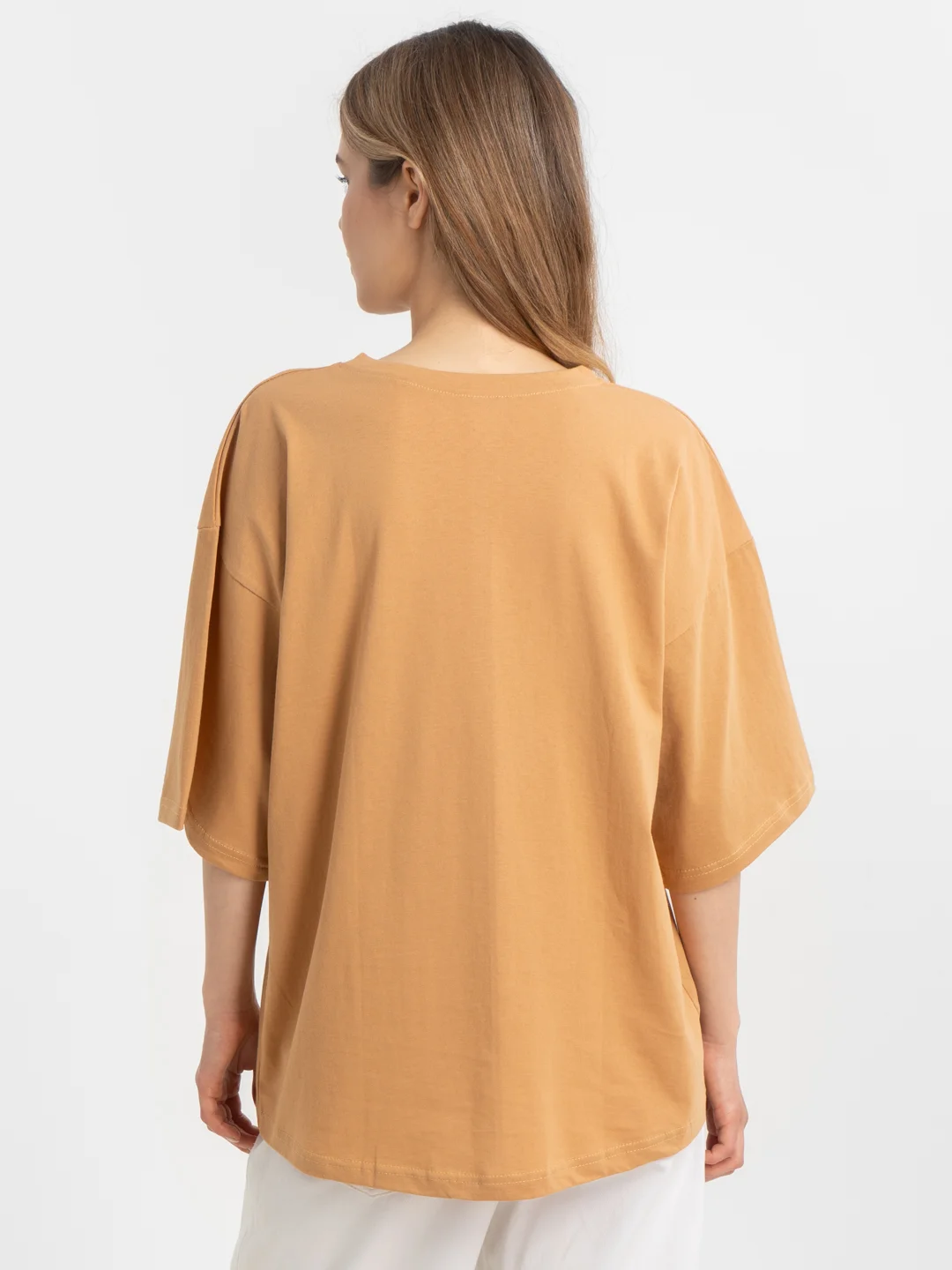 Белый женская футболка свободного кроя oversize