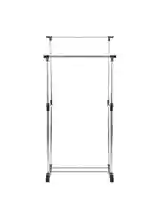 Вешалка напольная двойная, телескопическая, на колесах, 80x42x80(160) см
