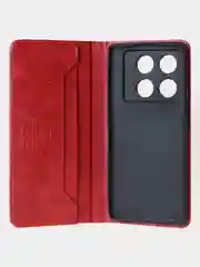 Красный чехол-книжка для Infinix Note 40 Pro (4G) из высококачественной искусственной кожи