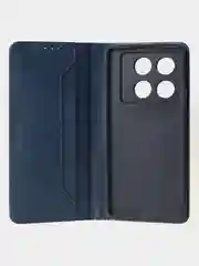 Синий чехол-книжка для Infinix Note 40 Pro (4G) из высококачественной искусственной кожи