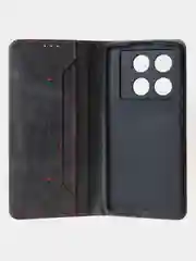Черный чехол-книжка для Infinix Note 40 Pro (4G) из высококачественной искусственной кожи