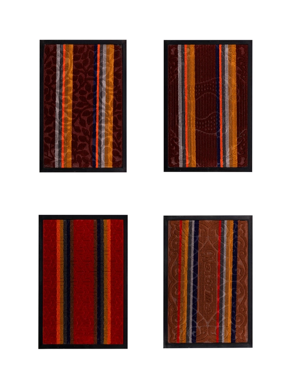 Коврик придверный, ворсовый с резиновой каймой, 40x60 см, яркая полоска, 4 дизайна