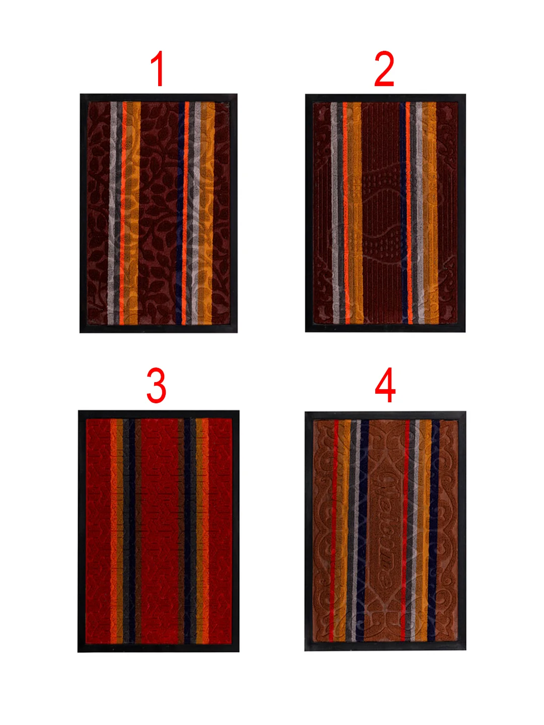 Коврик придверный, ворсовый с резиновой каймой, 40x60 см, яркая полоска, 4 дизайна