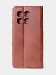 Алый чехол-книжка для Poco X6 Pro (5G) из высококачественной искусственной кожи
