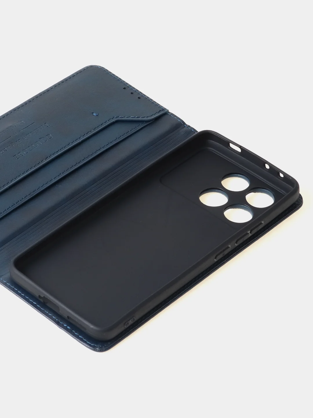 Синий чехол-книжка для Poco X6 Pro (5G) из высококачественной искусственной кожи