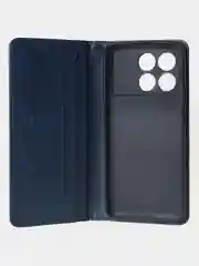Синий чехол-книжка для Poco X6 Pro (5G) из высококачественной искусственной кожи