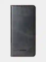Черный чехол-книжка для Poco X6 Pro (5G) из высококачественной искусственной кожи